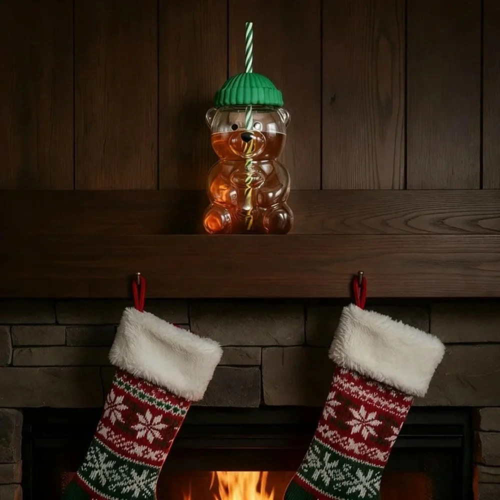 Green Bear Shaped Party Cup with Straw